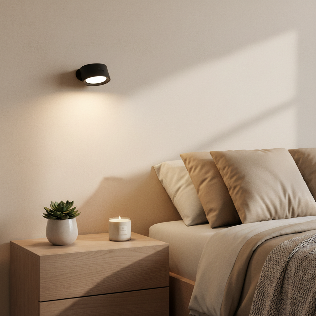 Luz LED pared dormitorio acogedor