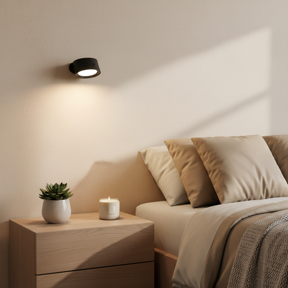Luz LED pared dormitorio acogedor